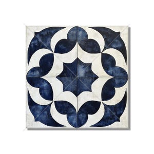 Dark Blue Ceramic Tile - Vintage Moroccan Tile Design - Navy Blue Kitchen Backsplash Tile - Blue Bathroom Wall Tile - Blue Fireplace Tile