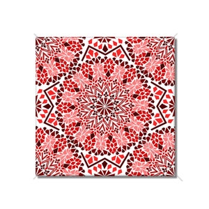 Red Medallion Vintage Ceramic Tile Design Kitchen Backsplash Tile - Bathroom Tile - Ceramic Accent Tile Backsplash Tile Fireplace Tile
