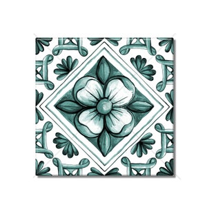 Teal Flower Ceramic Tile - Flower Design Ceramic Tile Kitchen Backsplash Tile Patterned Ceramic - Teal Flower Bathroom Wall Tiles