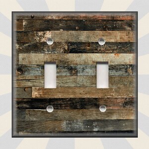 Reclaimed Wood Design Decor - Metal Light Switch Plate Cover - Rustic Decor Switch Plates And Outlet Covers