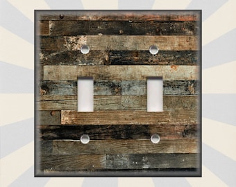 Reclaimed Wood Design Decor - Metal Light Switch Plate Cover - Rustic Decor Switch Plates And Outlet Covers