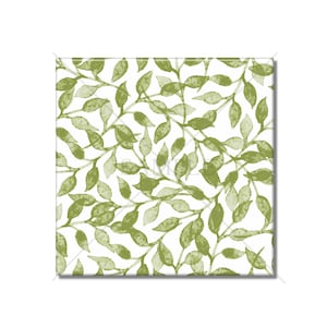 Sage Green Leaves Ceramic Tile - Leaf Design Tile - Kitchen Backsplash Tile - Bathroom Wall Tile - Patterned Ceramic Tile Free Shipping