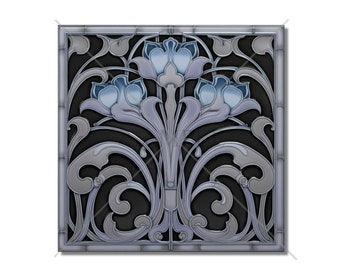 Ceramic Tile Vintage Art Nouveau Design Kitchen Backsplash Tile - Bathroom Tile - Blue Grey Tile Backsplash Tile Fireplace Tile