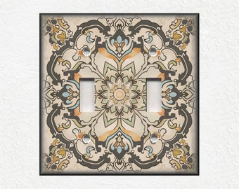 Tan Brown Antique Medallion Switch Plate Covers And Outlet Covers - Unique Light Switch Plate Covers And Outlet Covers - Kitchen Wall Plates