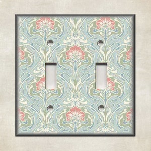 William Morris Art Nouveau Switch Plate - Blue Green Vintage Art Nouveau Decor Metal Switch Plate Covers And Outlet Covers Free Shipping