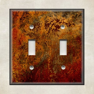 Metal Switch Plate Covers - Image Of Aged Copper Rustic Patina Design - Rustic Decor- Switch Plate Covers Outlet Covers - Free Shipping