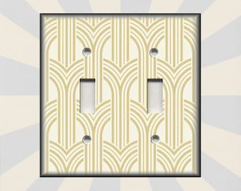 Art Deco Home Decor Cream And Gold Tan Decor - Art Deco Decor Metal Light Switch Plate Covers And Outlet Covers Luna Gallery Free Shipping