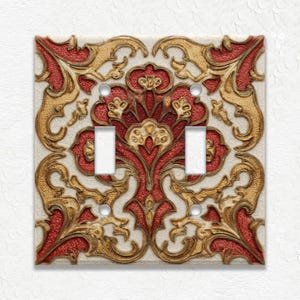 Vintage Art Nouveau Design Metal Light Switch Covers & Outlet Covers, Decorative Wall Plates, Receptacle Covers, Duplex Covers, Faceplates