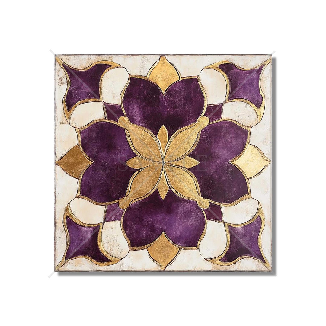 Purple Antique White Ceramic Tile Purple Patterned Unique Kitchen ...