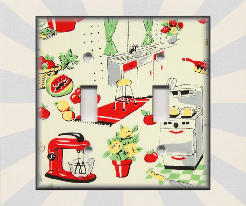 Metal Light Switch Cover Retro Fifties 50 S Kitchen Etsy