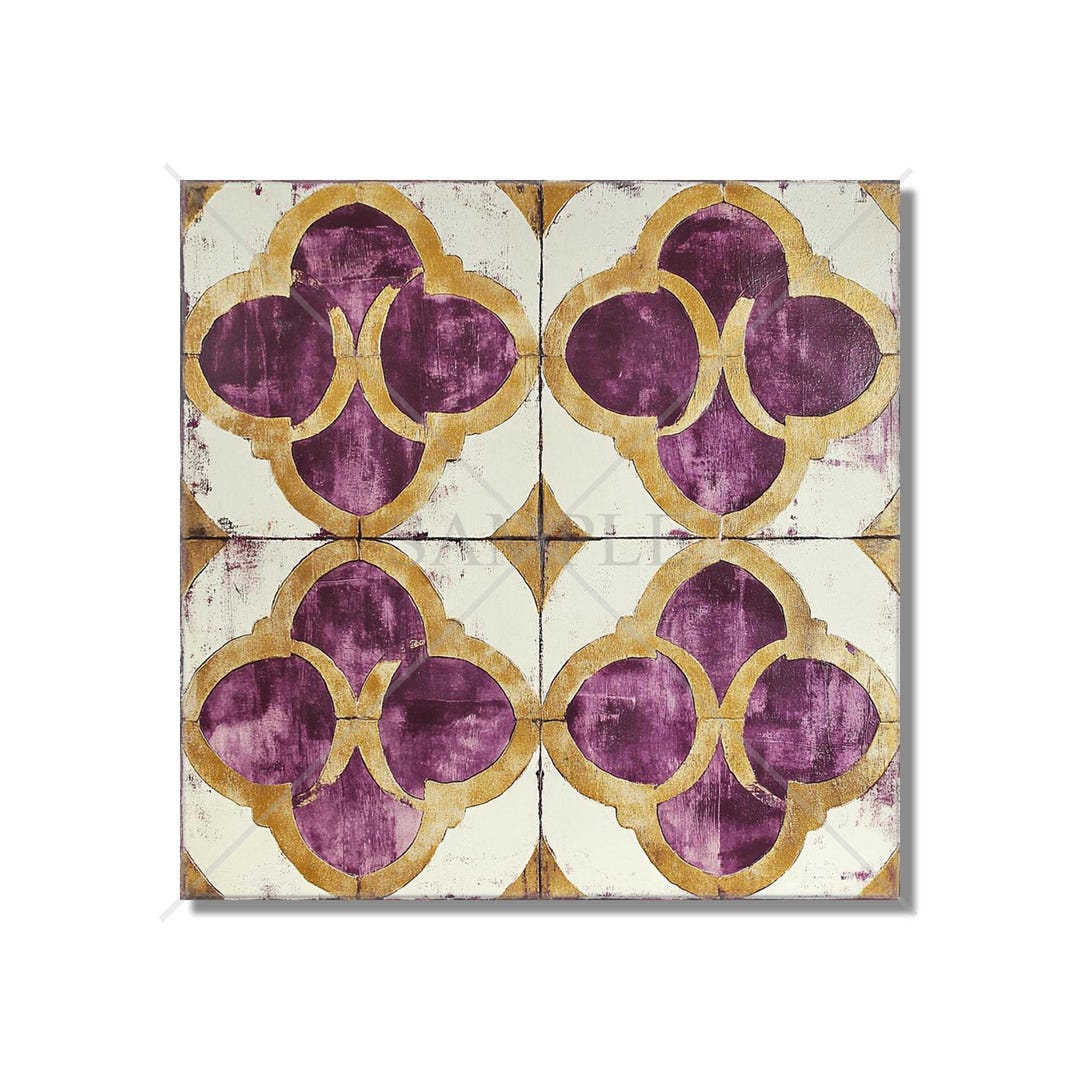 Purple Antique White Ceramic Tile Purple Patterned Unique Kitchen