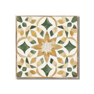 Green Tan Beige Ceramic Tile - Vintage Moroccan Tile Design - Kitchen Backsplash Tile - Bathroom Wall Tile - Decorative Patterned Tile