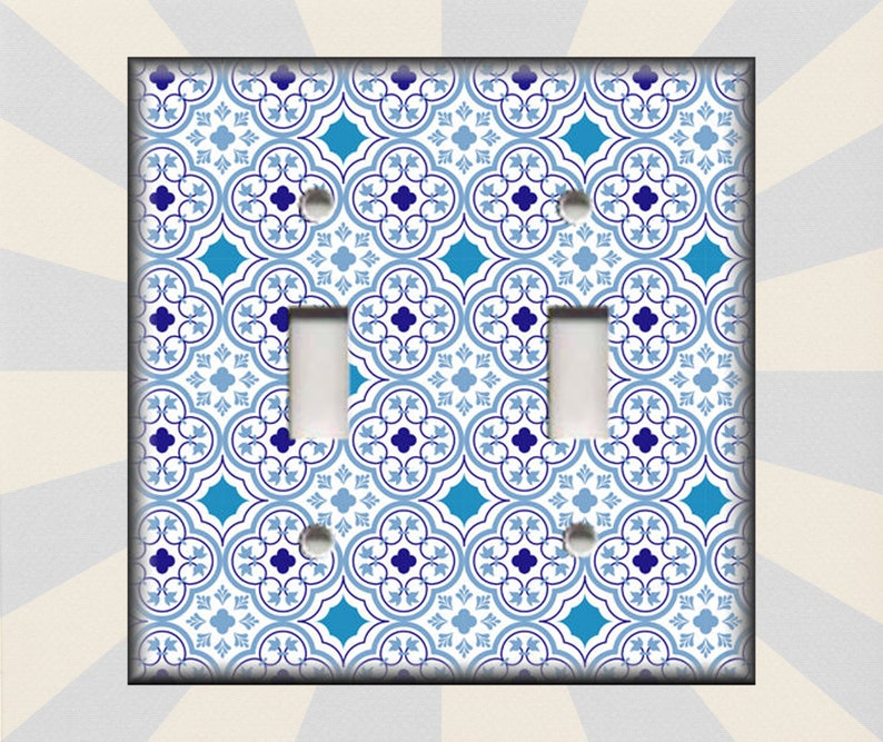 Metal Light Switch Plate Covers More Styles And Designs Switch Plates And Outlet Covers Blue And White Moroccan Tiles Designs Decor