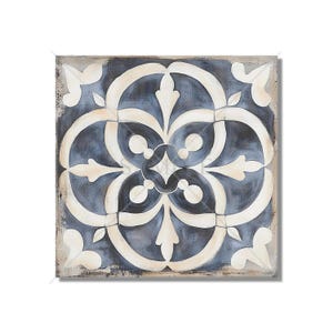 Blue Gray Beige Ceramic Tile - Vintage Aged Design Tile Backsplash - Blue Kitchen Tile - Unique Fireplace Tile - Patterned Bathroom Tile