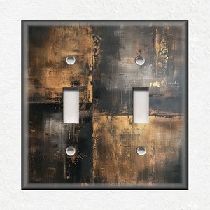 Metal Light Switch Plate Cover - Image Of Aged Metal - Black Brown Home Decor Rustic Decor - Decorative Wallplates - Free Shipping