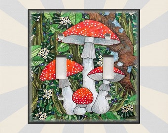 Mushroom Switch Plate Cover - Mushroom Decor - Mushroom Home Decor - Metal Light Switch Plate Covers And Outlet Covers - Home Decor