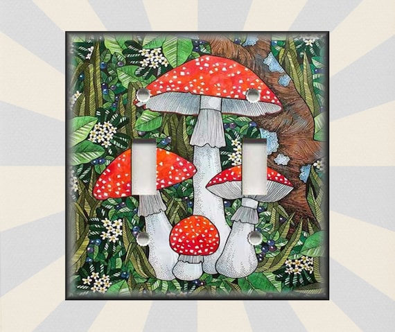 Mushroom Switch Plate Cover - Mushroom Decor - Mushroom Home Decor - Metal Light Switch Plate Covers And Outlet Covers - Home Decor