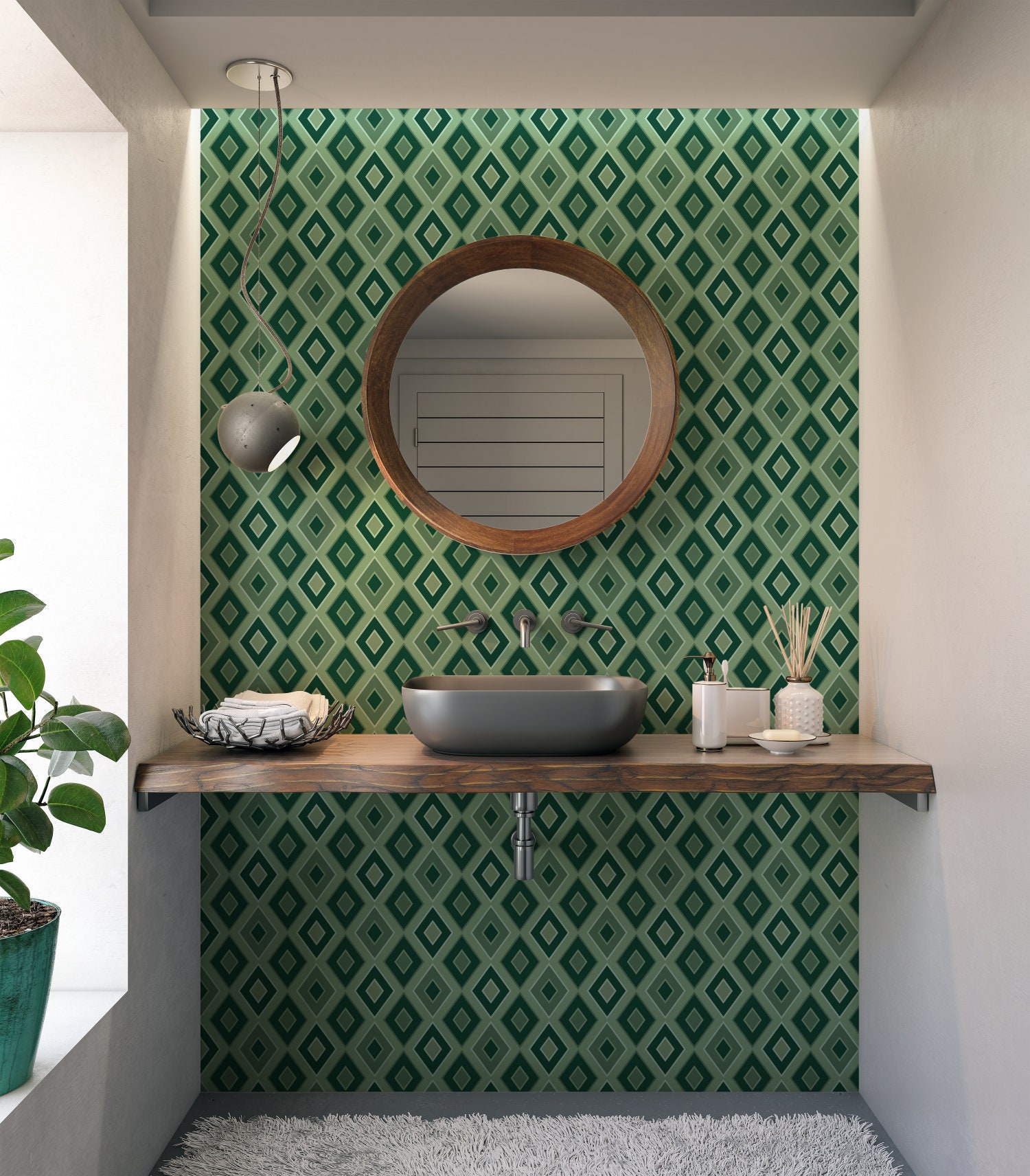 Green Ceramic Tile - Green Diamond Patterned Tile Backsplash Tile ...