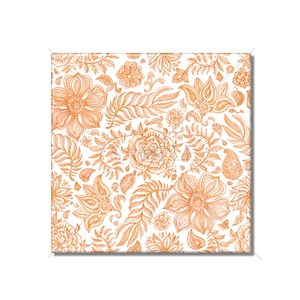 Lotus Flower Orange And White Ceramic Tile - Bathroom Wall Tile - Decorative Kitchen Backsplash Tile - Floral Ceramic Tile - Free Shipping