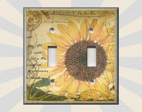 Sunflower Art Home Decor Sunflower Decor Tan Metal Light Switch Plate Cover 