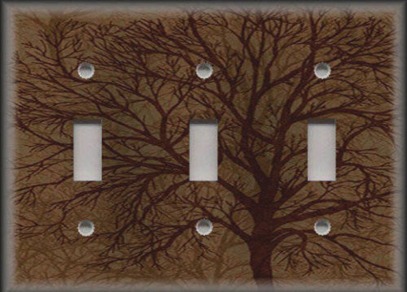 Contemporary Tree Brown Switch Plate Covers Tree Home Decor Etsy