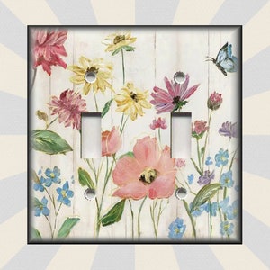 Painted Flowers Botanical Wildflowers Art Decor - Metal Light Switch Plates And Outlet Covers - Free Shipping Luna Gallery Designs