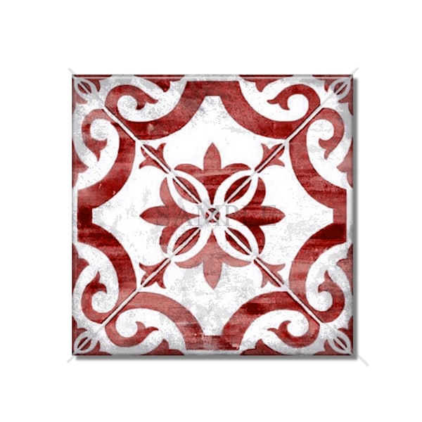 Red Decorative Ceramic Tile - Vintage Moroccan Design Ceramic Red Kitchen Backsplash Tile Patterned Ceramic - Red Bathroom Wall Tiles