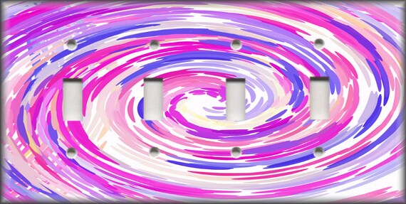 Metal Light Switch Plate Cover Abstract Art Swirl Home Decor Pink Purple 