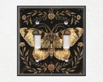 Moody Botanical Moth Design Metal Switch Plate Covers And Outlet Covers Unique Light Switch Plate Covers Outlet Covers - Wall Plates