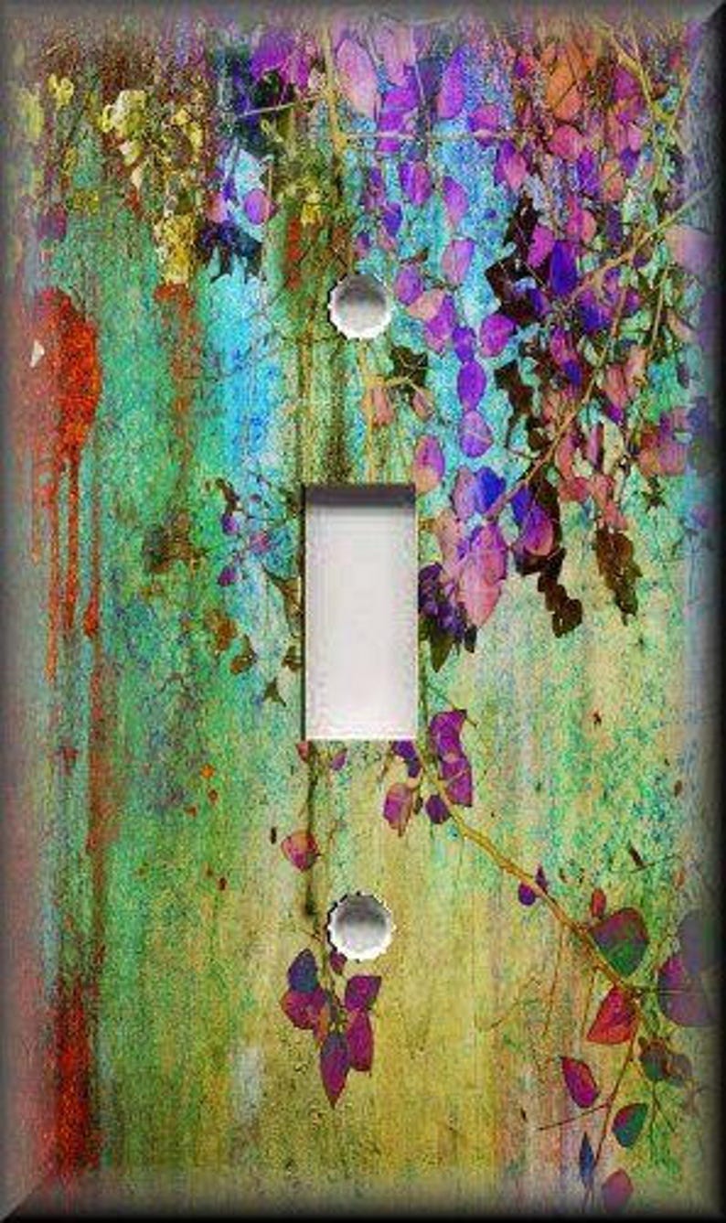 Abstract Art Home Decor Modern Home Decor Flora Metal Light Switch Plate Cover Wallplates Outlets Rocker Triple Double Free Shipping Single Toggle - 1