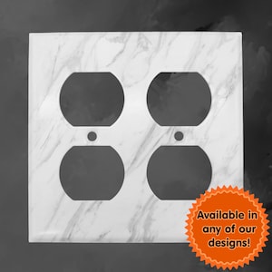 May include: White marble-patterned electrical outlet cover with four outlets. Available in any of our designs!