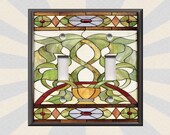 Art Nouveau Decor Stained Glass Pattern Home Decor - Metal Light Switch Plate Cover - Light Switch Outlet Covers - Free Shipping