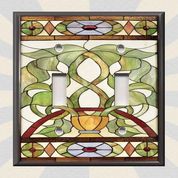 Art Nouveau Decor Stained Glass Pattern Home Decor - Metal Light Switch Plate Cover - Light Switch & Outlet Covers - Free Shipping
