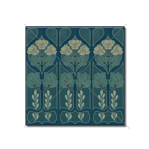Blue Teal Ceramic Tile Vintage Art Nouveau Design Tile - William Morris Design Ceramic Tile Kitchen Backsplash Tile - Bathroom Ceramic Tiles