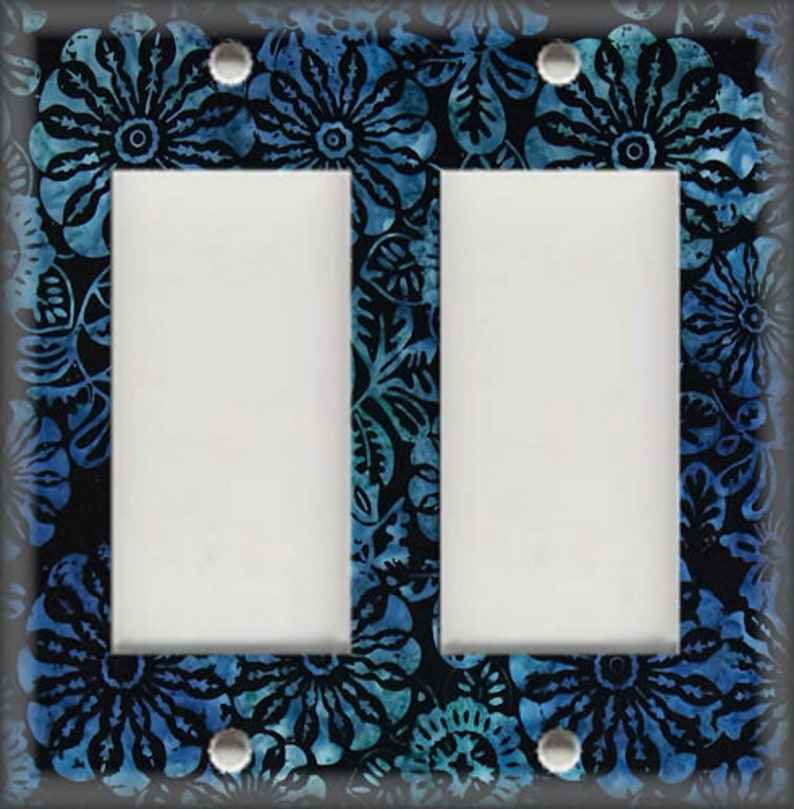 Metal Switch Plate Covers Batik Floral Pattern Dark Blue Etsy