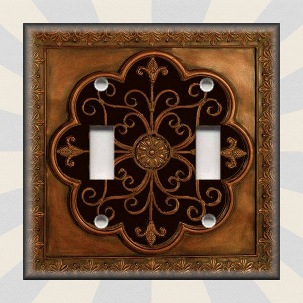 French Fleur De Lis Home Decor Design Black Copper Decor - Metal Light Switch Plate Cover - Switch Plates Outlet Covers - Free Shipping
