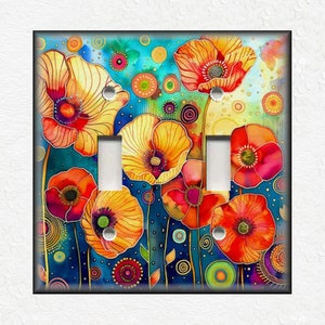 Fun Bright Poppy Flowers Switch Plate Covers And Outlet Covers - Unique Switch Plate Covers And Outlet Covers Dopamine Decor - Free Shipping