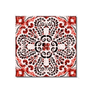 Red Decorative Medallion Ceramic Tile Vintage Design Ceramic Kitchen Backsplash Tile Patterned Ceramic Red Bathroom Wall Tiles