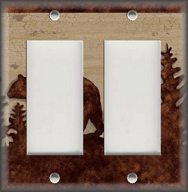 Rustic Bear Wildlife Silhouette - Bear Metal Light Switch Plate Cover ...