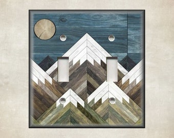 Mountain Design Home Decor Wood Design  - Metal Light Switch Cover - Switch Plate Covers And Outlet Covers - Luna Gallery - Free Shipping