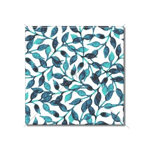 Blue Leaves Ceramic Tile - Leaf Design Tile - Kitchen Backsplash Tile - Bathroom Wall Tile - Leaf Patterned Ceramic Tile - Free Shipping