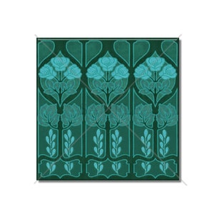Vintage Art Nouveau Design Tile Turquoise Blue Green Ceramic Tile William Morris Design Ceramic Tile Kitchen Backsplash Tile Bathroom Tiles