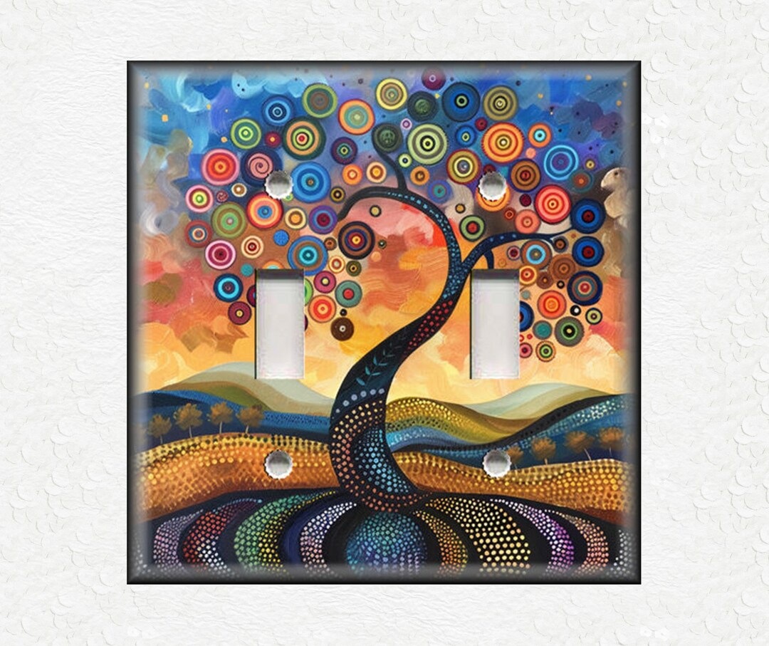 Funky Tree Art Design Metal Light Switch Plate Covers and Outlet Covers ...