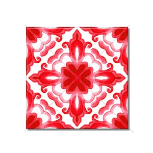 Decorative Red Ceramic Tile - Red And White Backsplash Tile - Kitchen Tile - Red Medallion Bathroom Tile - Ceramic Tile Free Shipping