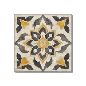 Antique Beige And Gold Patterned Ceramic Tile - Kitchen Backsplash - Beige Patterned Bathroom Tile - Vintage Design Beige Fireplace Tiles