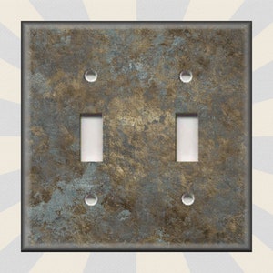 Metal Light Switch Plate Cover - Image Of Aged Silver Gold Patina Design - Home Decor Rustic Decor - Switch Plates And Outlet Covers