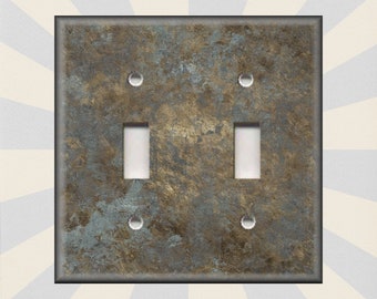 Metal Light Switch Plate Cover - Image Of Aged Silver Gold Patina Design - Home Decor Rustic Decor - Switch Plates And Outlet Covers