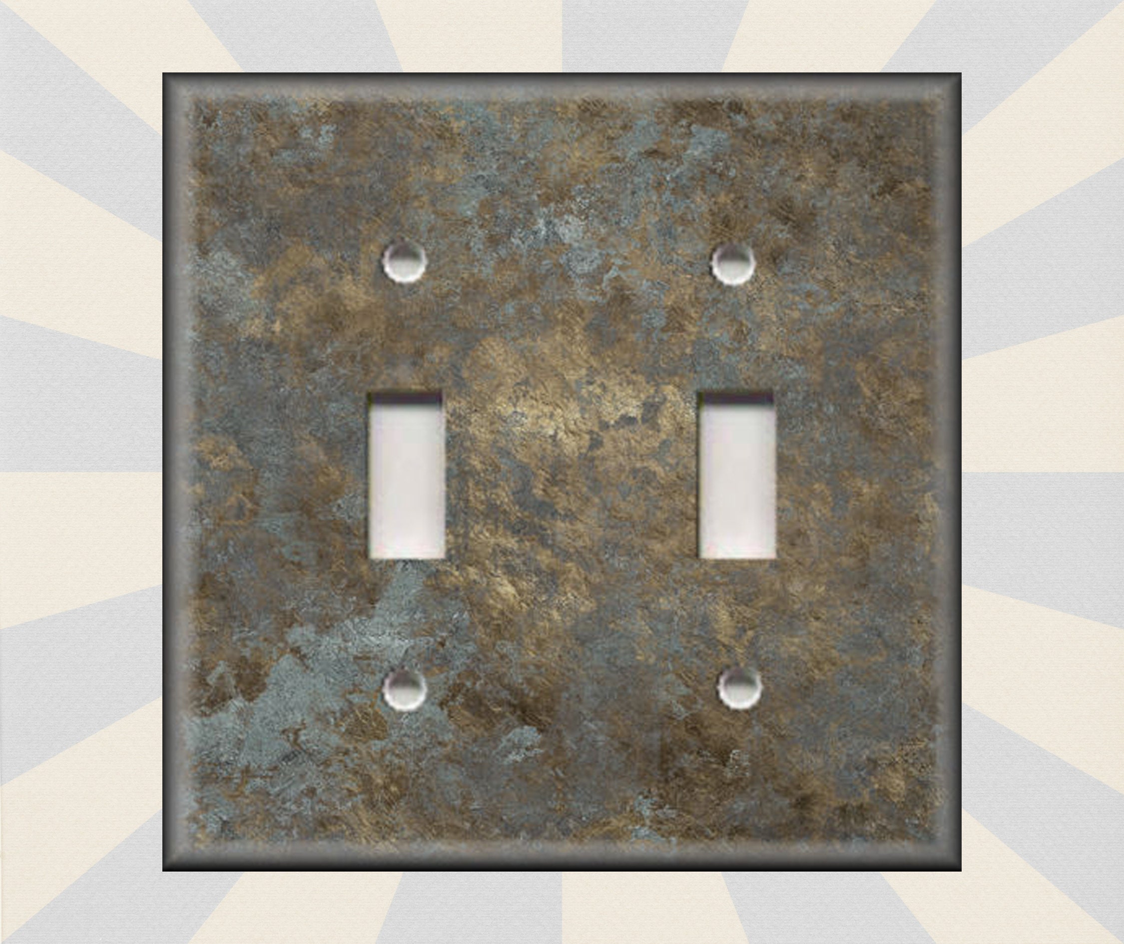 Metal Light Switch Plate Cover Image Of Aged Silver Gold Patina Design Home Decor Rustic Decor Switch Plates And Outlet Covers