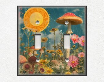 Vintage Mushroom Art Design Switch Plate Covers And Outlet Covers - Mushroom Switch Plate Covers - Mushroom Pattern Decor - Home Decor