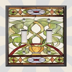 Stained Glass Pattern Home Decor - Art Nouveau Decor Metal Light Switch Plate Cover - Light Switch & Outlet Covers - Free Shipping